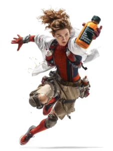 Athlète d'endurance dynamique tenant Curcumine Omega de The Main Ingredient Company, illustrant le soutien potentiel à la récupération et la gestion de l'inflammation.