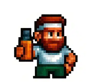 Sportif en pixel art tenant un flacon de Curcumine Omega complément alimentaire naturel The Main Ingredient Company, pour un soutien quotidien.