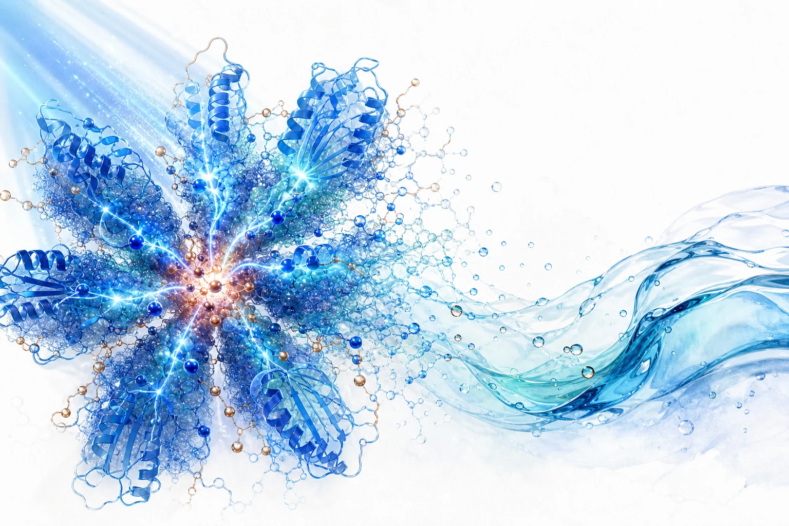 Structure de la phycocyanine et capture de lumière dans la spiruline illustrant ses mécanismes étudiés